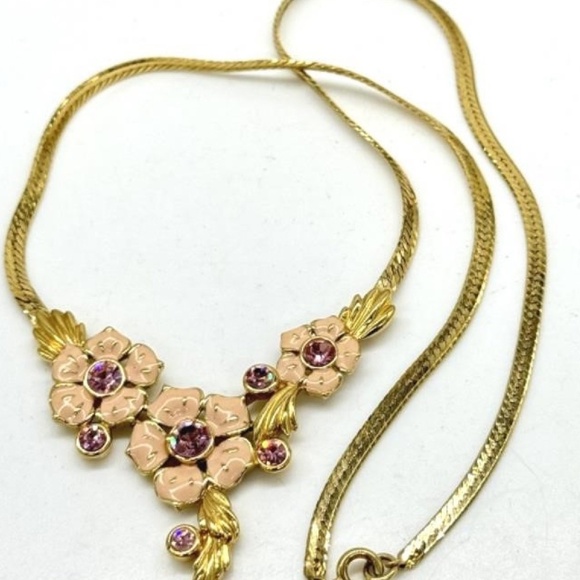 Trif Jewelry - Vintage Trifari enamel rhinestone Necklace